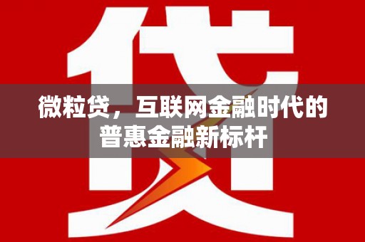 会同微粒贷，互联网金融时代的普惠金融新标杆
